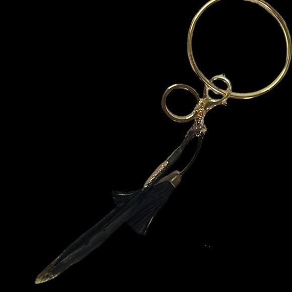 Custom Upcycled Gold + Black + White Bangle Wristlet Keychains - Picture 4 of 7